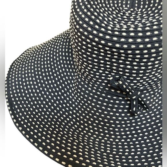San Diego Hat Company Black and Tan Polka Dot Sun Hat Wide Rim Beach - Picture 7 of 10